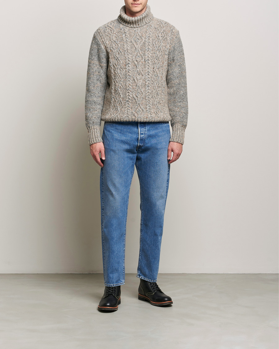 Mies | Puserot | Inis Meáin | Wool/Cashmere Aran Turtleneck Grey
