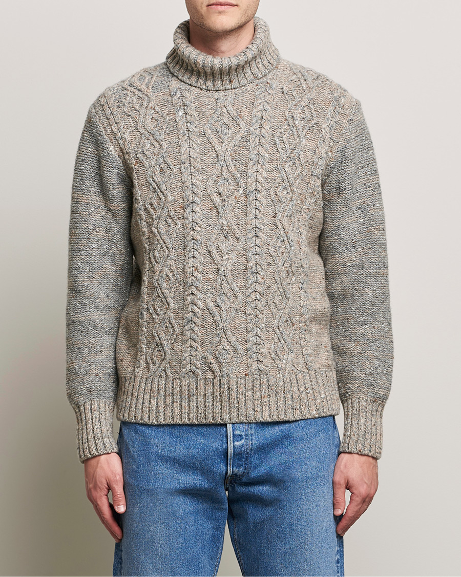 Mies | Puserot | Inis Meáin | Wool/Cashmere Aran Turtleneck Grey