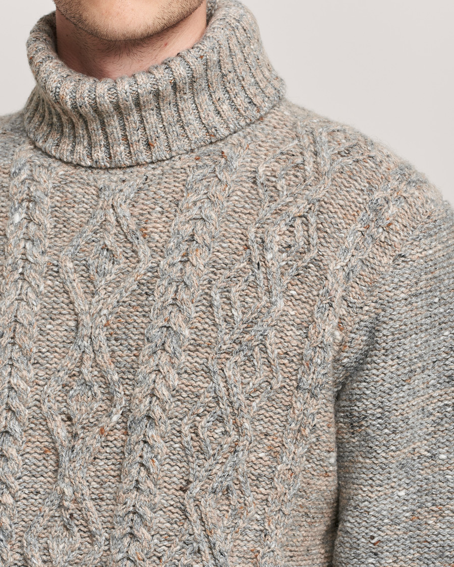 Mies | Puserot | Inis Meáin | Wool/Cashmere Aran Turtleneck Grey