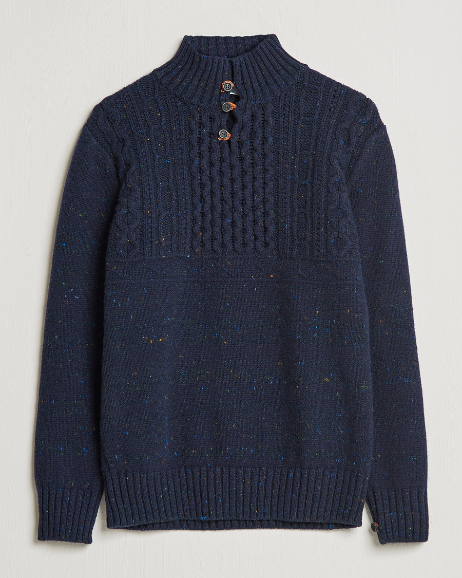 Mies | Puserot | Inis Meáin | Wool/Cashmere Máirtín Beag Galánta Button Neck Navy