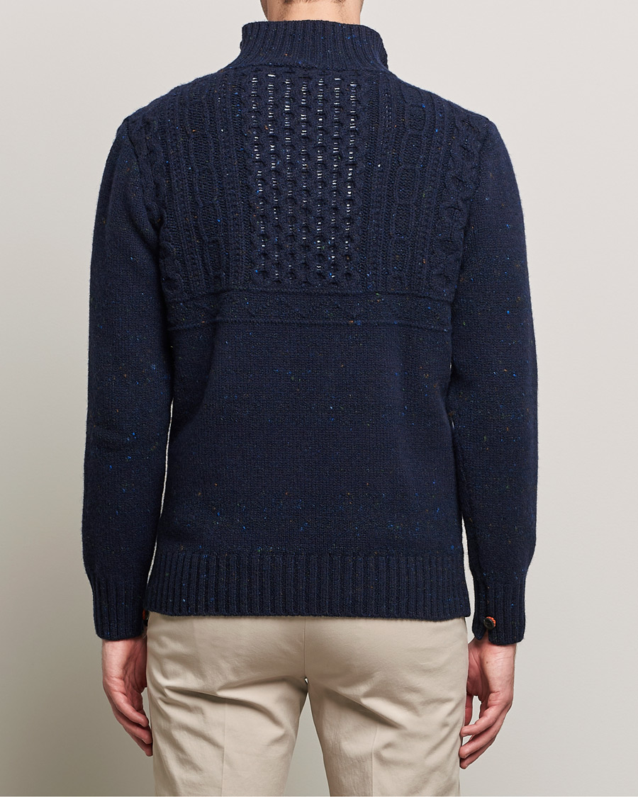 Mies | Puserot | Inis Meáin | Wool/Cashmere Máirtín Beag Galánta Button Neck Navy