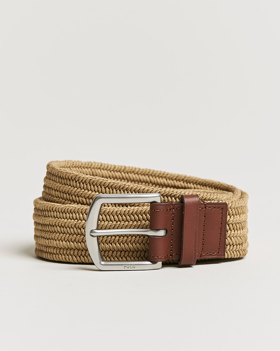 Mies | Vyöt | Polo Ralph Lauren | Braided Cotton Elastic Belt Timber Brown