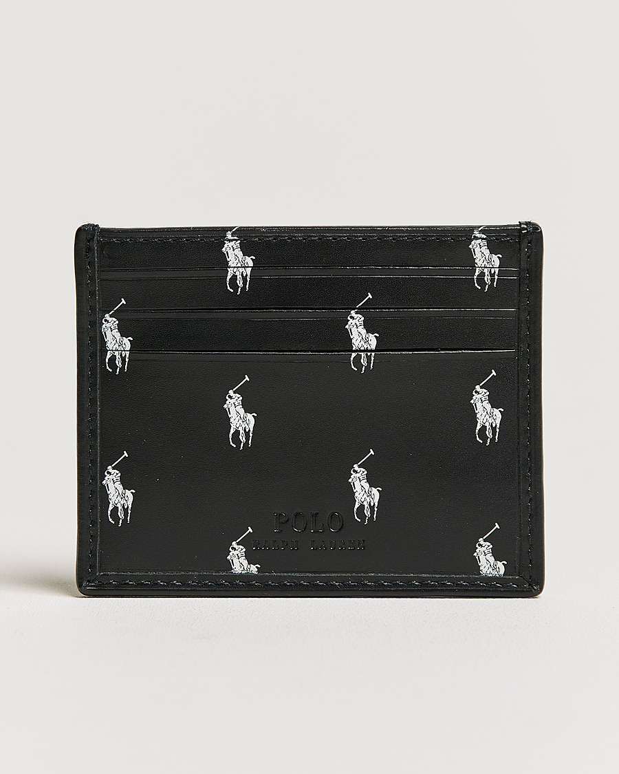 Mies | Polo Ralph Lauren All Over PP Leather Credit Card Holder Black/White | Polo Ralph Lauren | All Over PP Leather Credit Card Holder Black/White