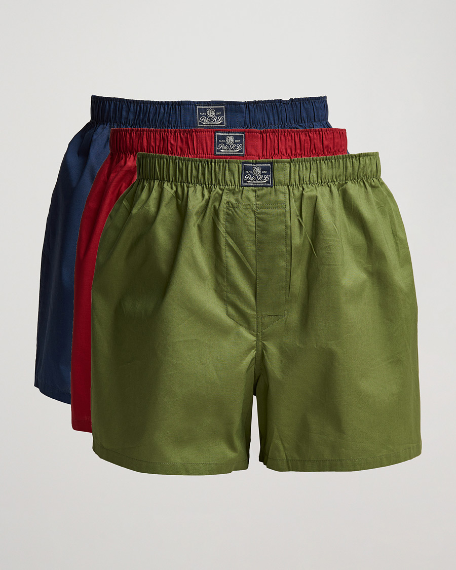 Miehet |  | Polo Ralph Lauren | 3-Pack Woven Boxer Red/Navy/Army Olive