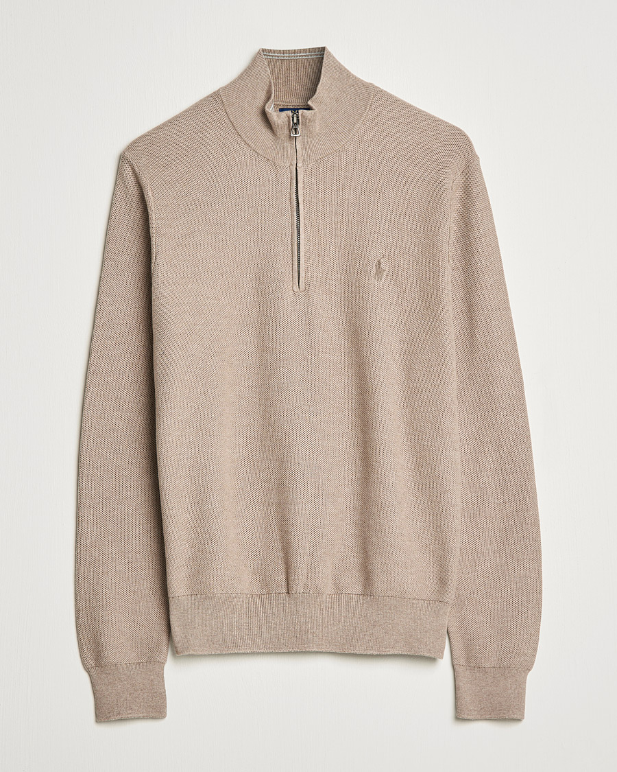 Mies | Puserot | Polo Ralph Lauren | Textured Half-Zip Honey Brown Heather
