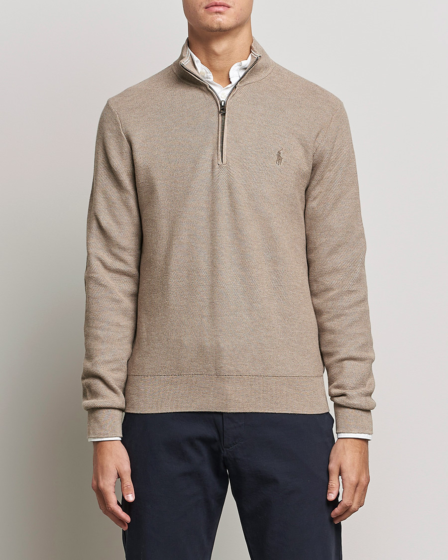 Mies | Puserot | Polo Ralph Lauren | Textured Half-Zip Honey Brown Heather