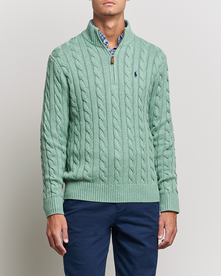 Mies |  | Polo Ralph Lauren | Cotton Cable Half Zip Sweater Seafoam Heather