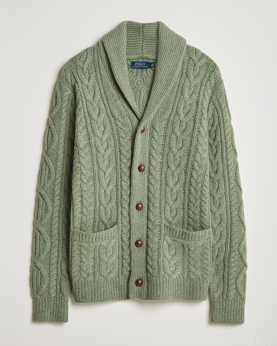 Mies | Puserot | Polo Ralph Lauren | Wool/Cashmere Structured Cardigan Sage Blue Heather