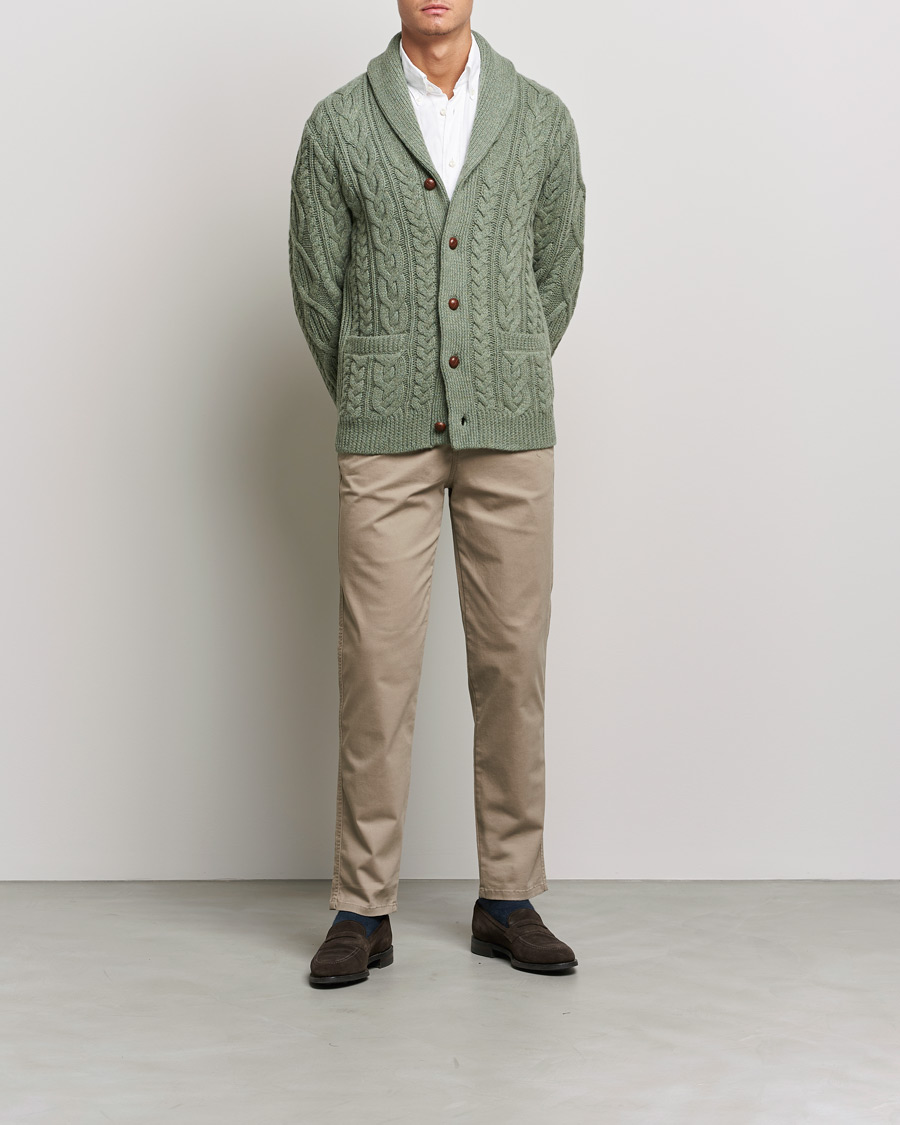 Mies | Puserot | Polo Ralph Lauren | Wool/Cashmere Structured Cardigan Sage Blue Heather