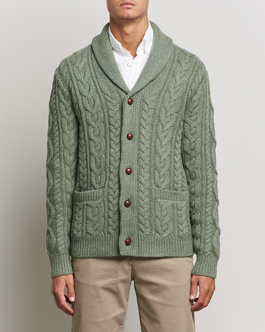Mies | Puserot | Polo Ralph Lauren | Wool/Cashmere Structured Cardigan Sage Blue Heather