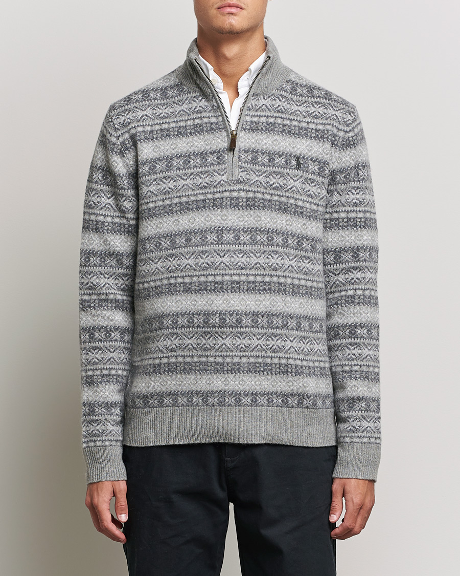 Mies |  | Polo Ralph Lauren | Wool/Cashemer Fairisle Half Zip Grey