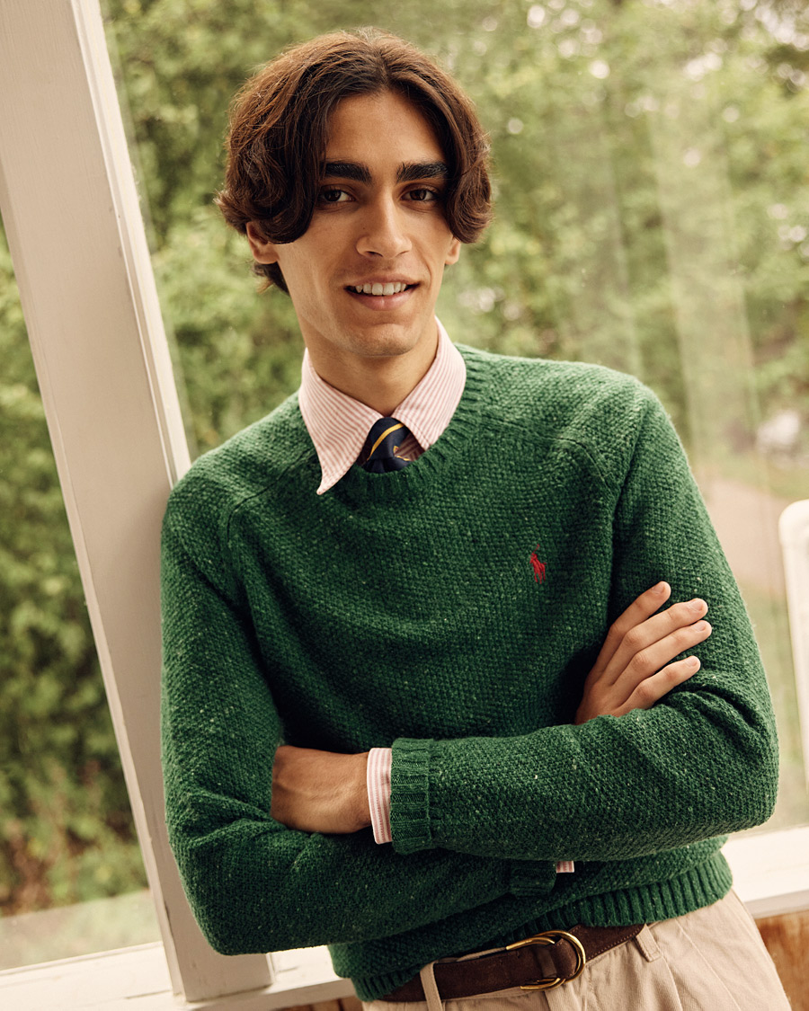 Mies | Puserot | Polo Ralph Lauren | Wool Donegal Knitted Sweater Forest Green