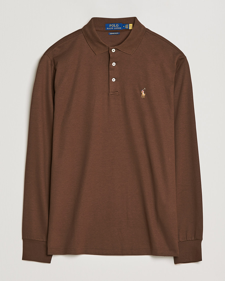 Mies | Puserot | Polo Ralph Lauren | Luxury Pima Cotton Long Sleeve Polo American Brown