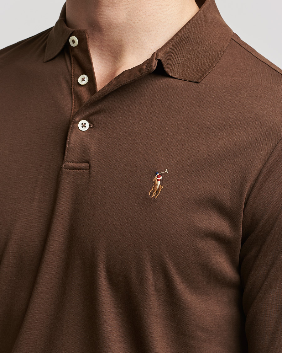 Mies | Puserot | Polo Ralph Lauren | Luxury Pima Cotton Long Sleeve Polo American Brown