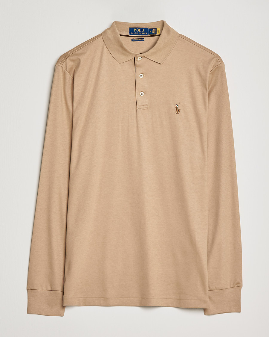 Mies | Puserot | Polo Ralph Lauren | Luxury Pima Cotton Long Sleeve Polo Vintage Khaki