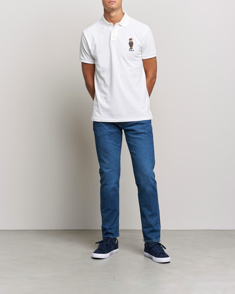 Mies | Pikeet | Polo Ralph Lauren | Custom Slim Fit Denim Bear Polo White
