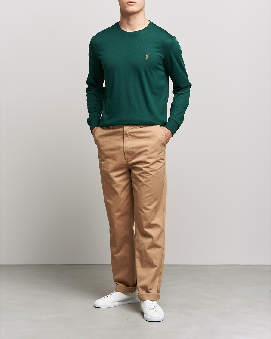 Mies | T-paidat | Polo Ralph Lauren | Luxury Pima Cotton Long Sleeve Tee College Green
