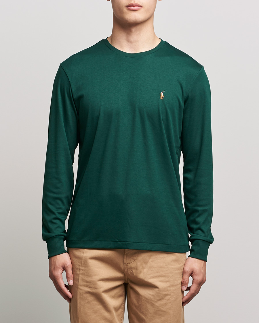 Mies | T-paidat | Polo Ralph Lauren | Luxury Pima Cotton Long Sleeve Tee College Green
