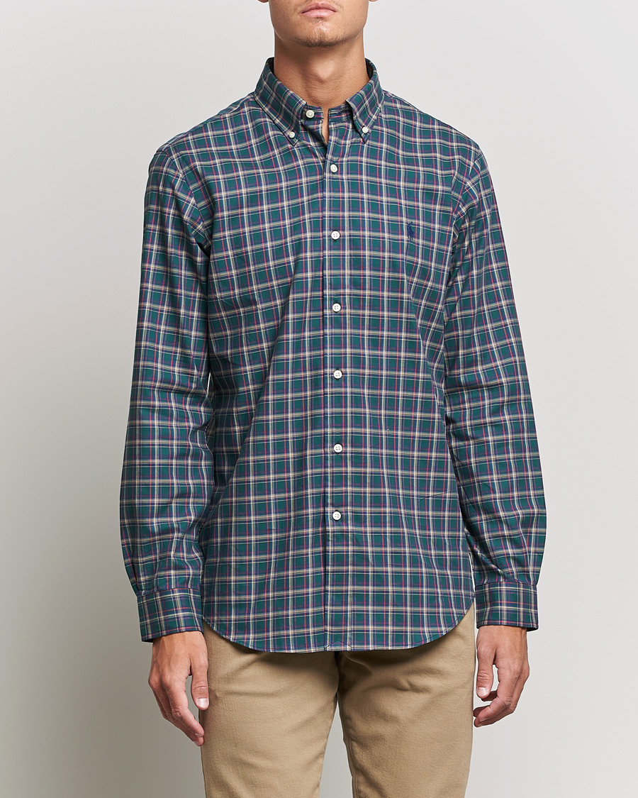 Mies | Kauluspaidat | Polo Ralph Lauren | Custom Fit Twill Checked Shirt Green/Cream