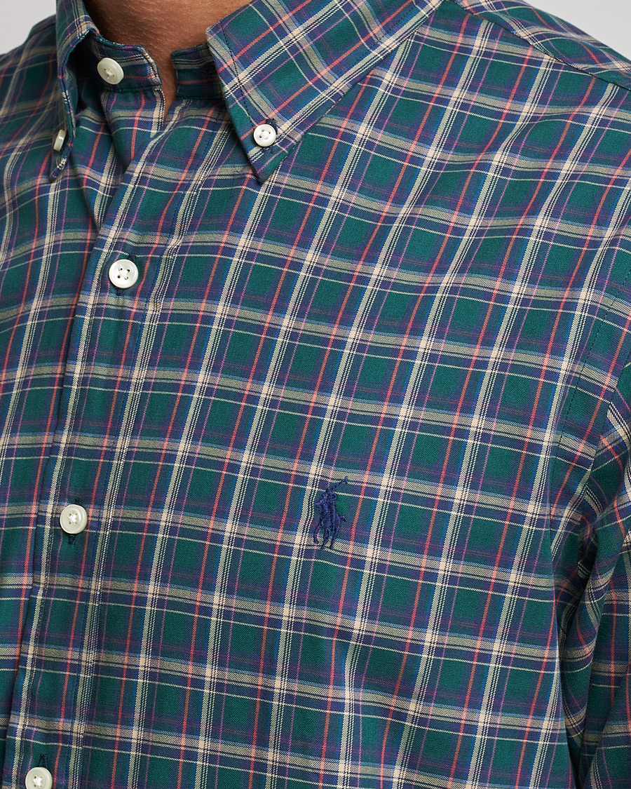 Mies | Kauluspaidat | Polo Ralph Lauren | Custom Fit Twill Checked Shirt Green/Cream