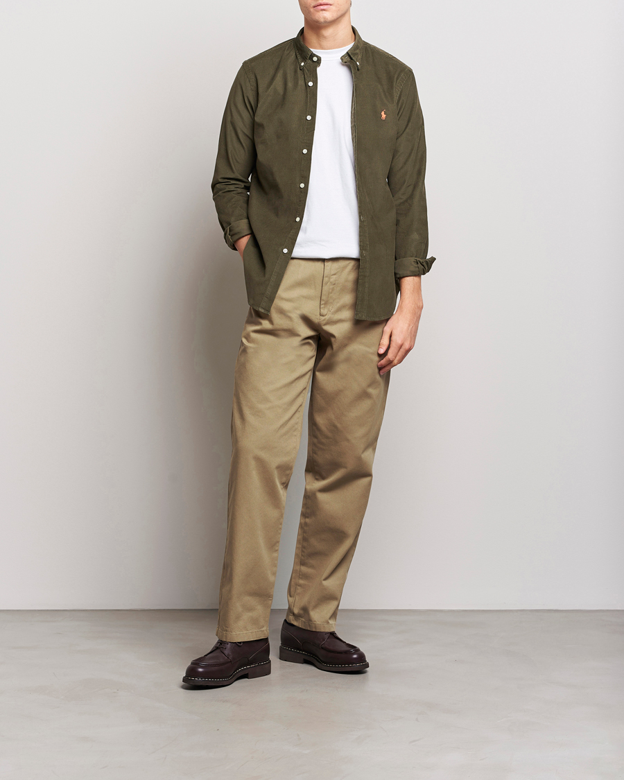 Mies | Kauluspaidat | Polo Ralph Lauren | Slim Fit Corduroy Shirt Canopy Olive