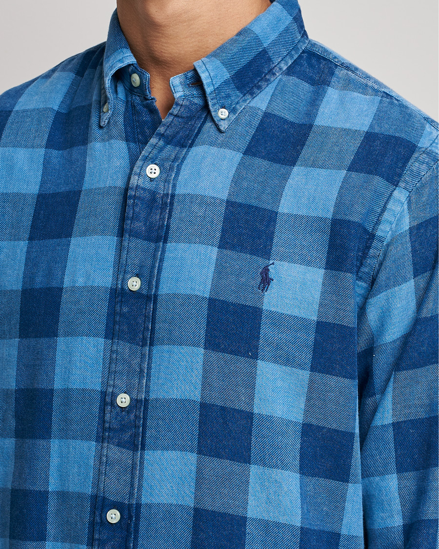 Mies | Kauluspaidat | Polo Ralph Lauren | Custom Fit Double Faced Checked Shirt Blue/Black