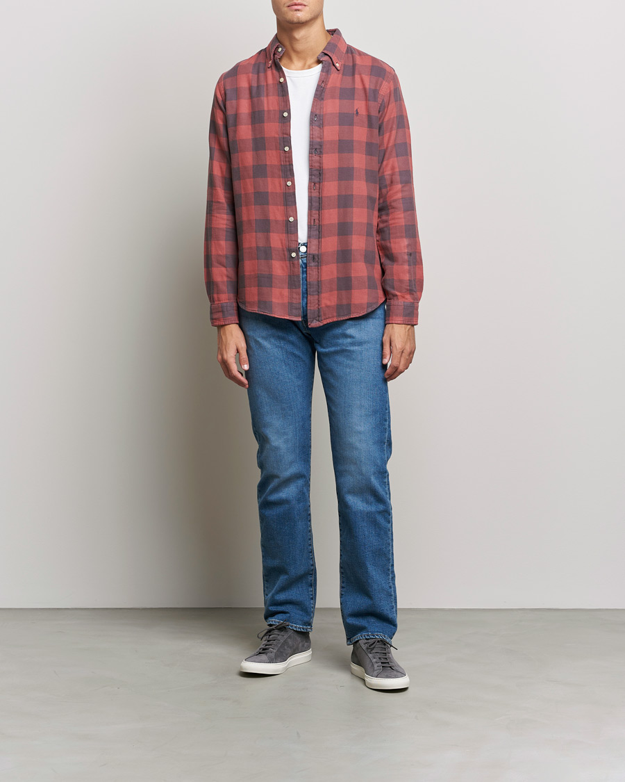 Mies | Kauluspaidat | Polo Ralph Lauren | Custom Fit Double Faced Checked Shirt Red/Black