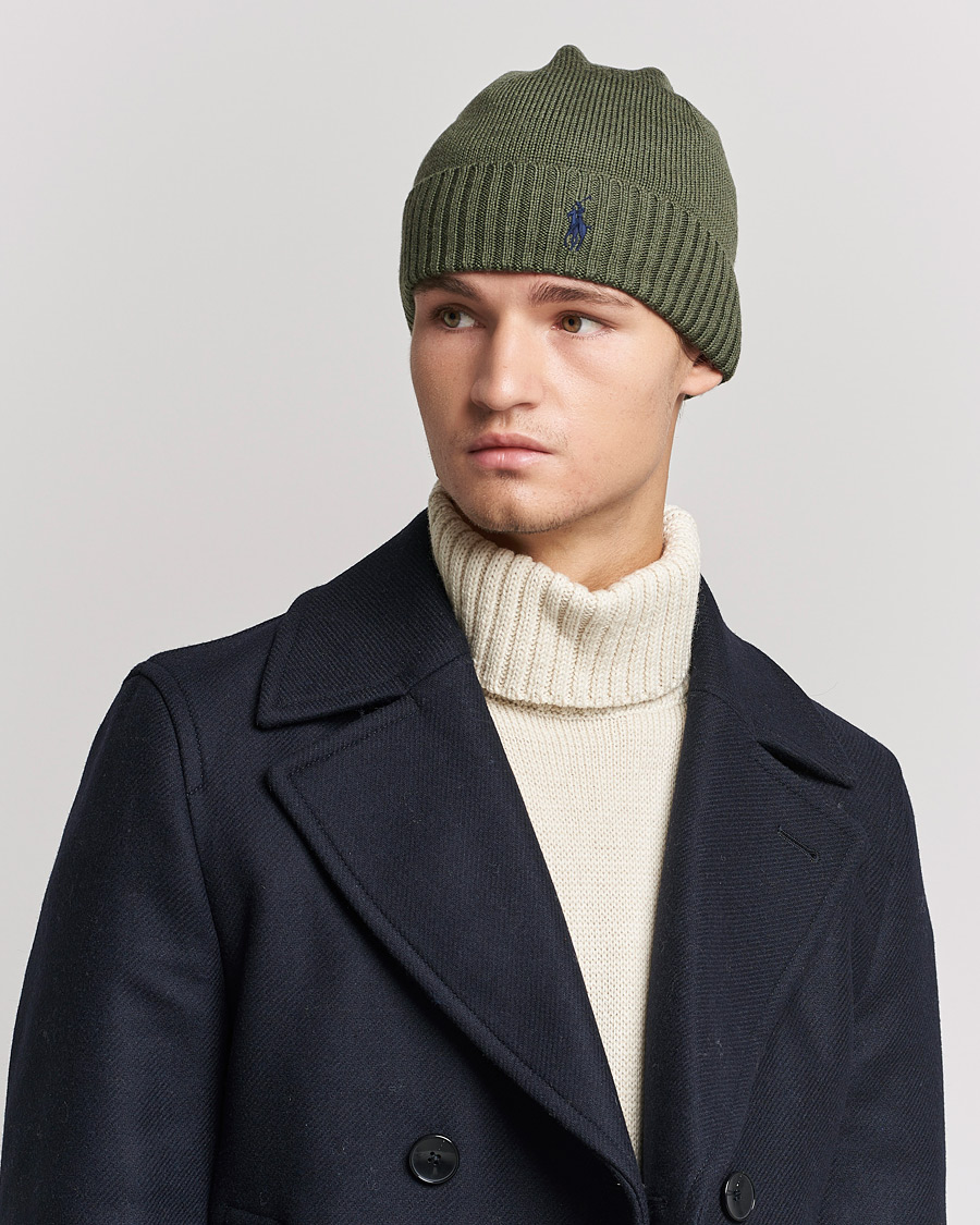 Mies | Preppy Authentic | Polo Ralph Lauren | Merino Wool Beanie Army Olive Heather