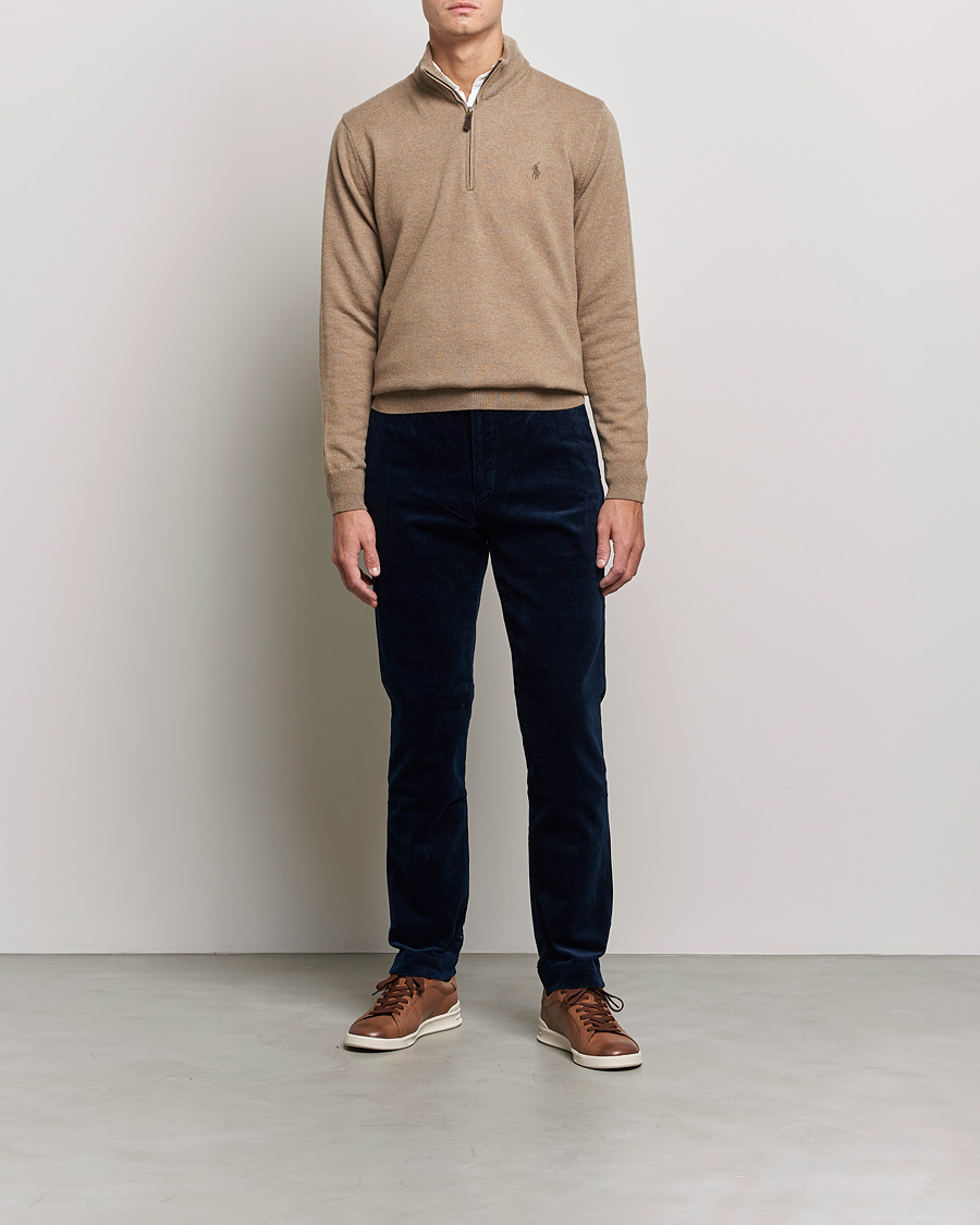 Mies | Puserot | Polo Ralph Lauren | Merino Half Zip Sweater Honey Brown Heather
