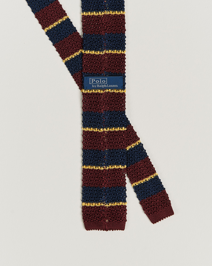 Mies | Solmiot | Polo Ralph Lauren | Knitted Striped Tie Wine/Navy/Gold