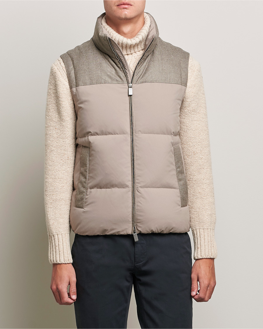 Mies | Takit | Canali | High Performance Down Vest Beige