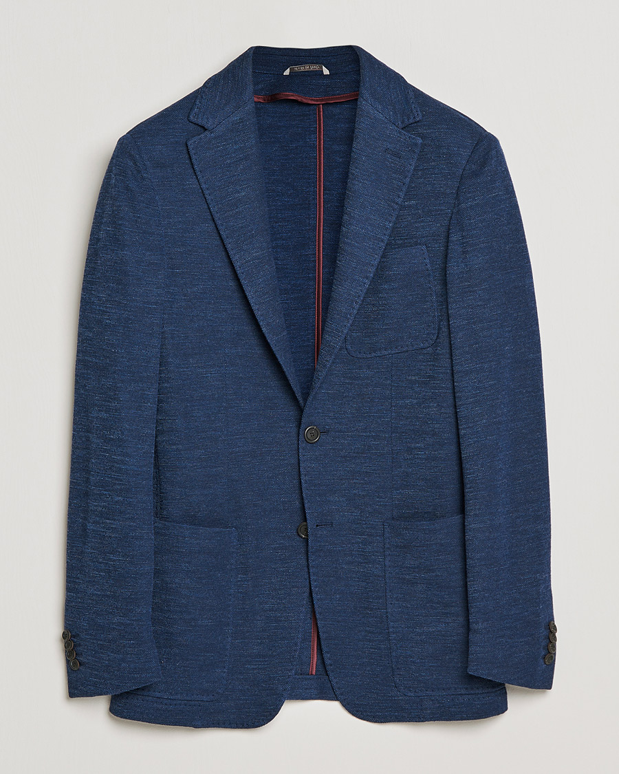 Mies | Pikkutakit | Canali | Structured Wool Jersey Jacket Dark Blue