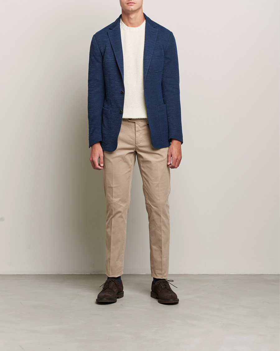 Mies | Pikkutakit | Canali | Structured Wool Jersey Jacket Dark Blue