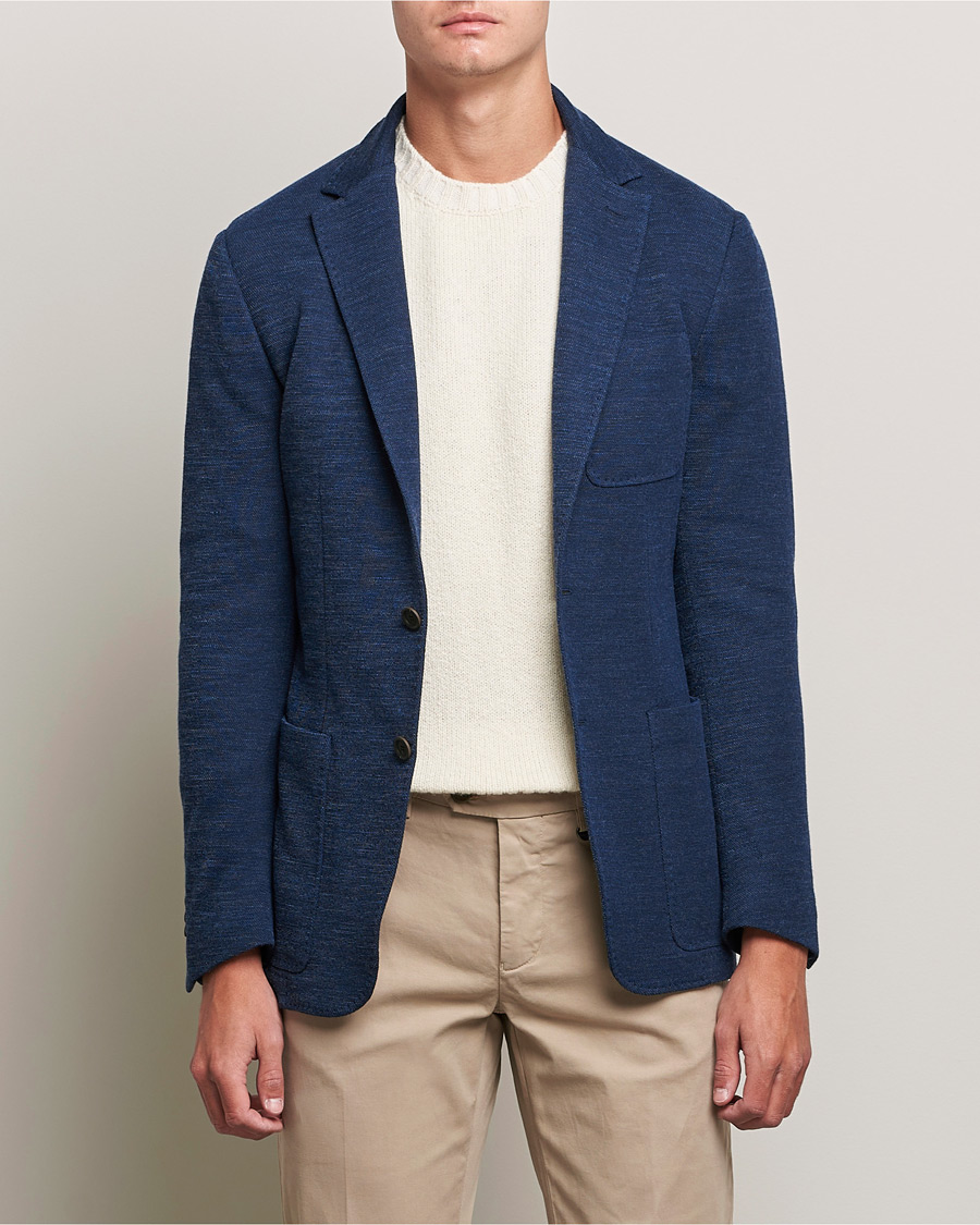 Mies | Pikkutakit | Canali | Structured Wool Jersey Jacket Dark Blue