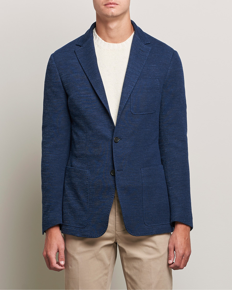Mies | Pikkutakit | Canali | Structured Wool Jersey Jacket Dark Blue
