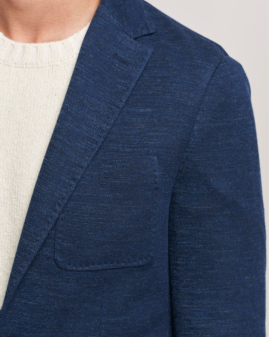 Mies | Pikkutakit | Canali | Structured Wool Jersey Jacket Dark Blue