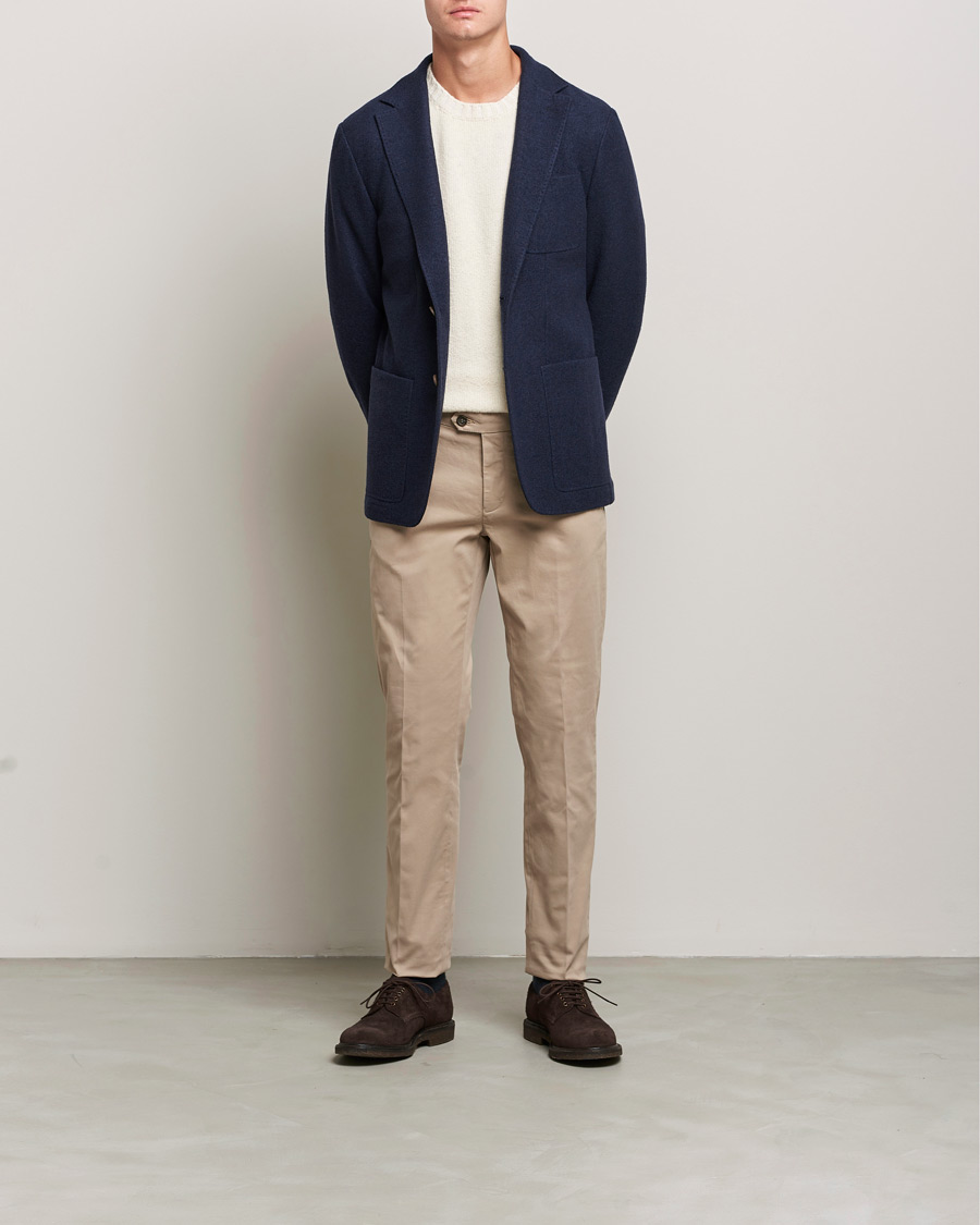 Mies | Chinot | Canali | Slim Fit Twill Cotton Chinos Beige