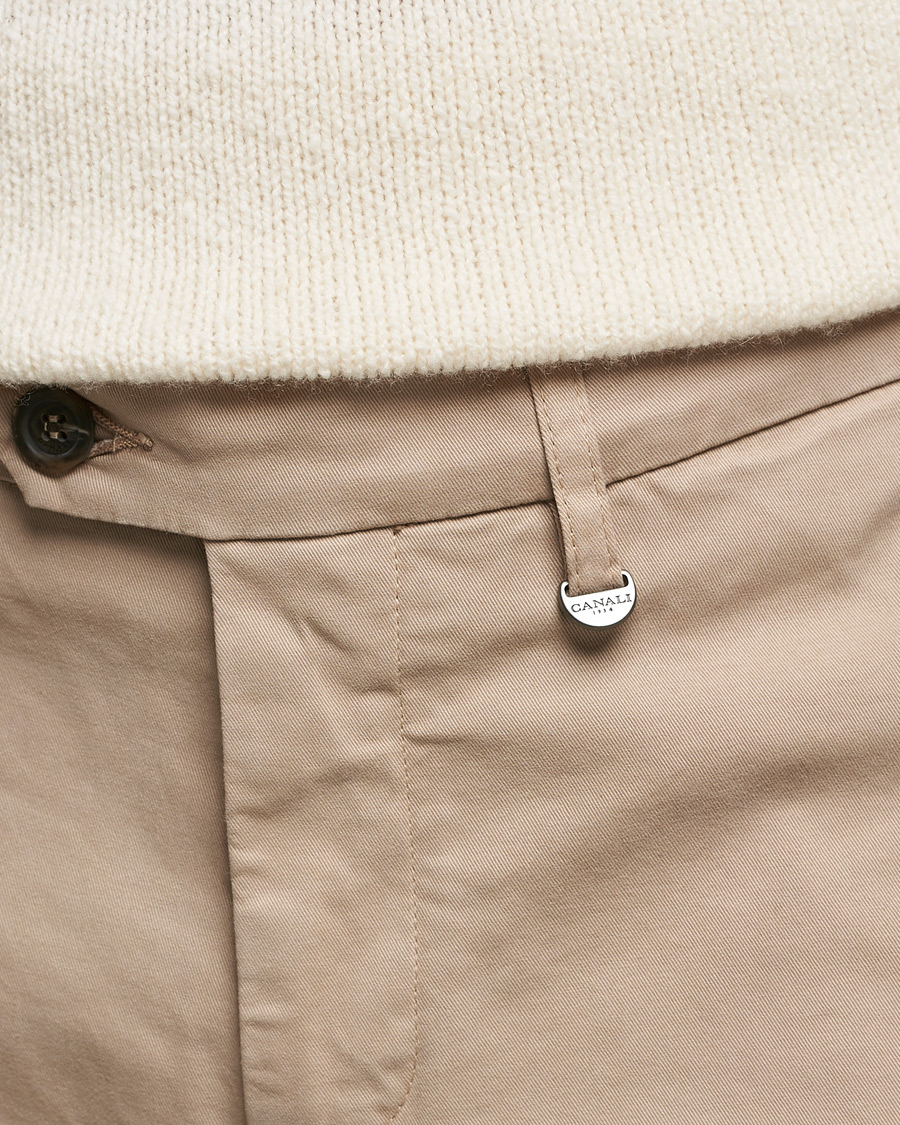 Mies | Housut | Canali | Slim Fit Twill Cotton Chinos Beige