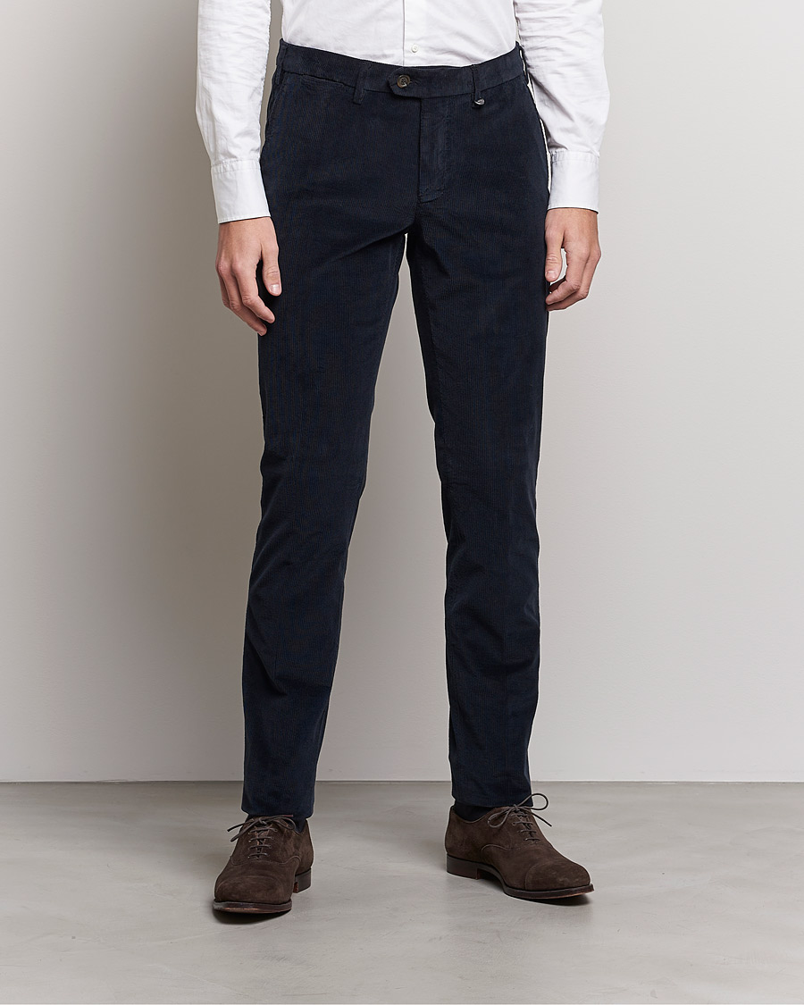 Mies | Quiet Luxury | Canali | Slim Fit Corduroy Trousers Navy