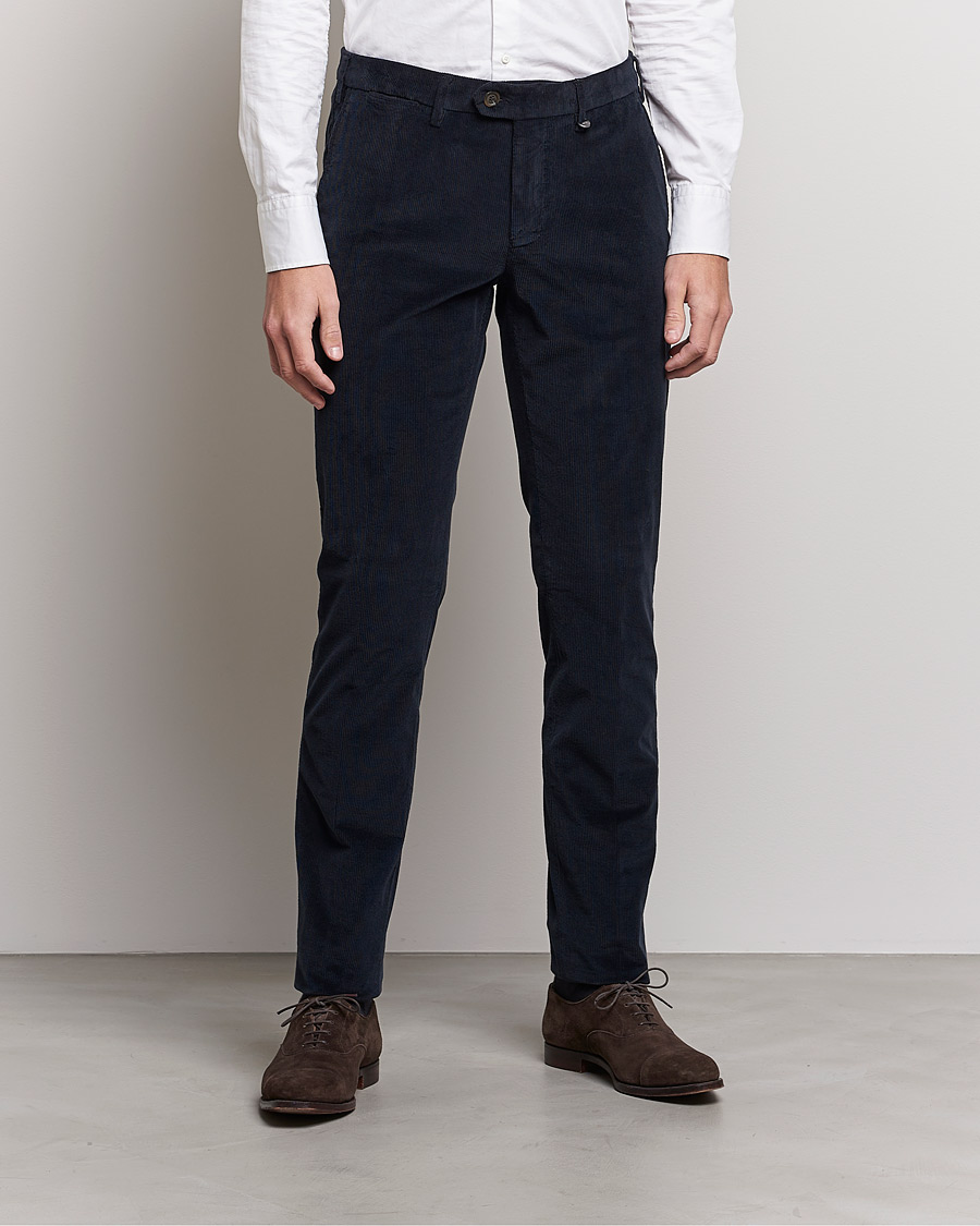 Mies | Housut | Canali | Slim Fit Corduroy Trousers Navy