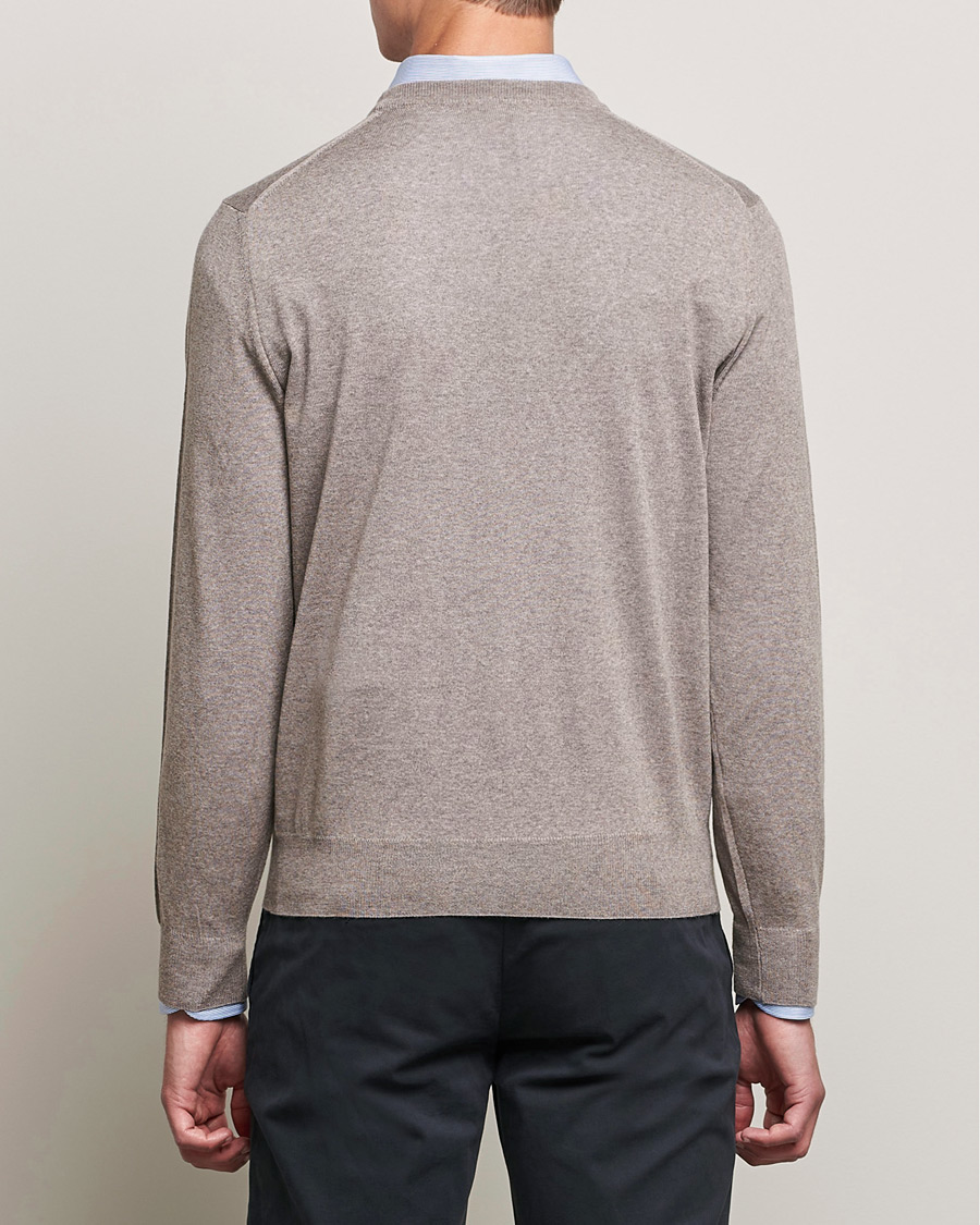 Mies | Puserot | Canali | Merino Wool Crew Neck Taupe
