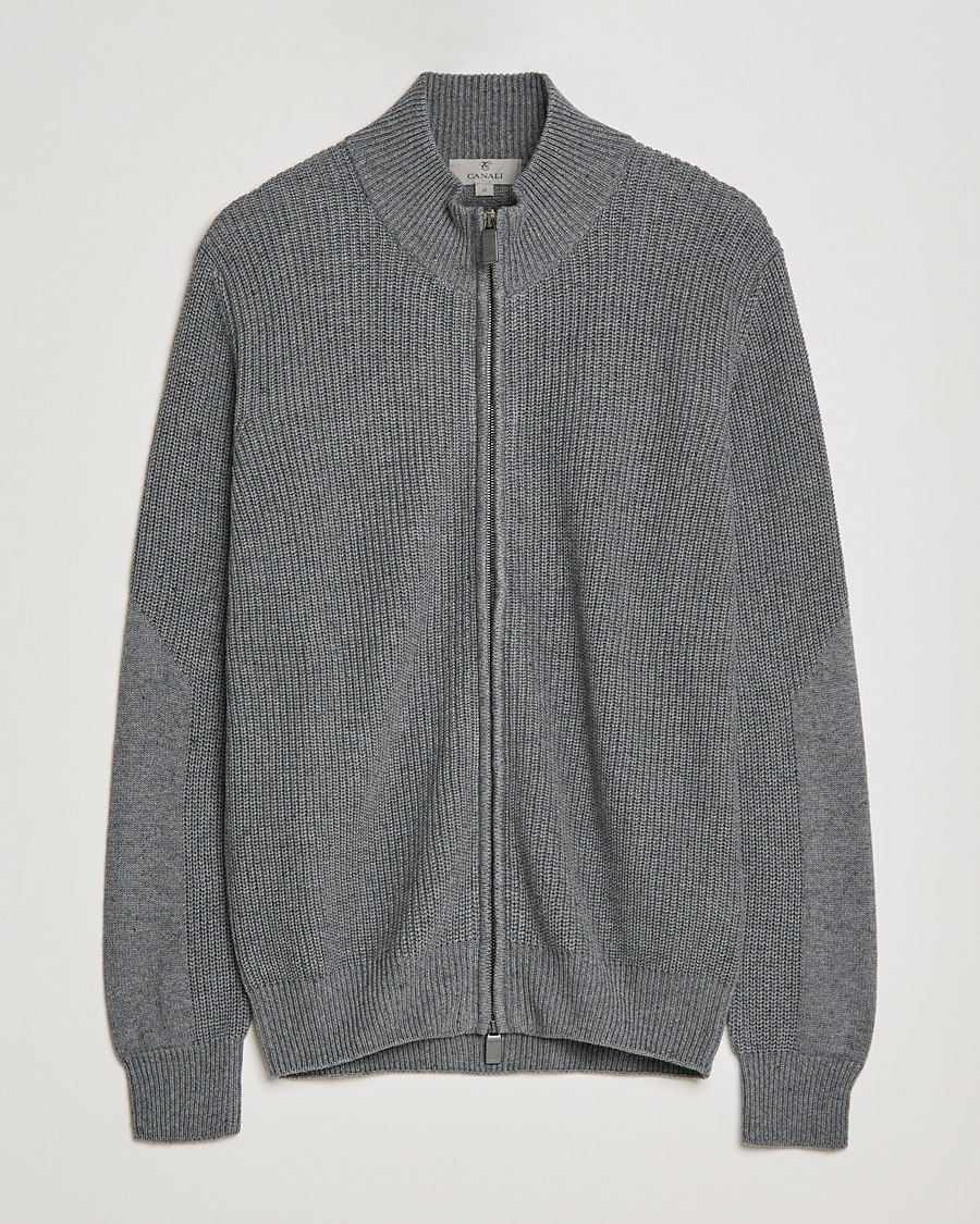 Miehet |  | Canali | Cotton/Cashmere Full Zip Light Grey