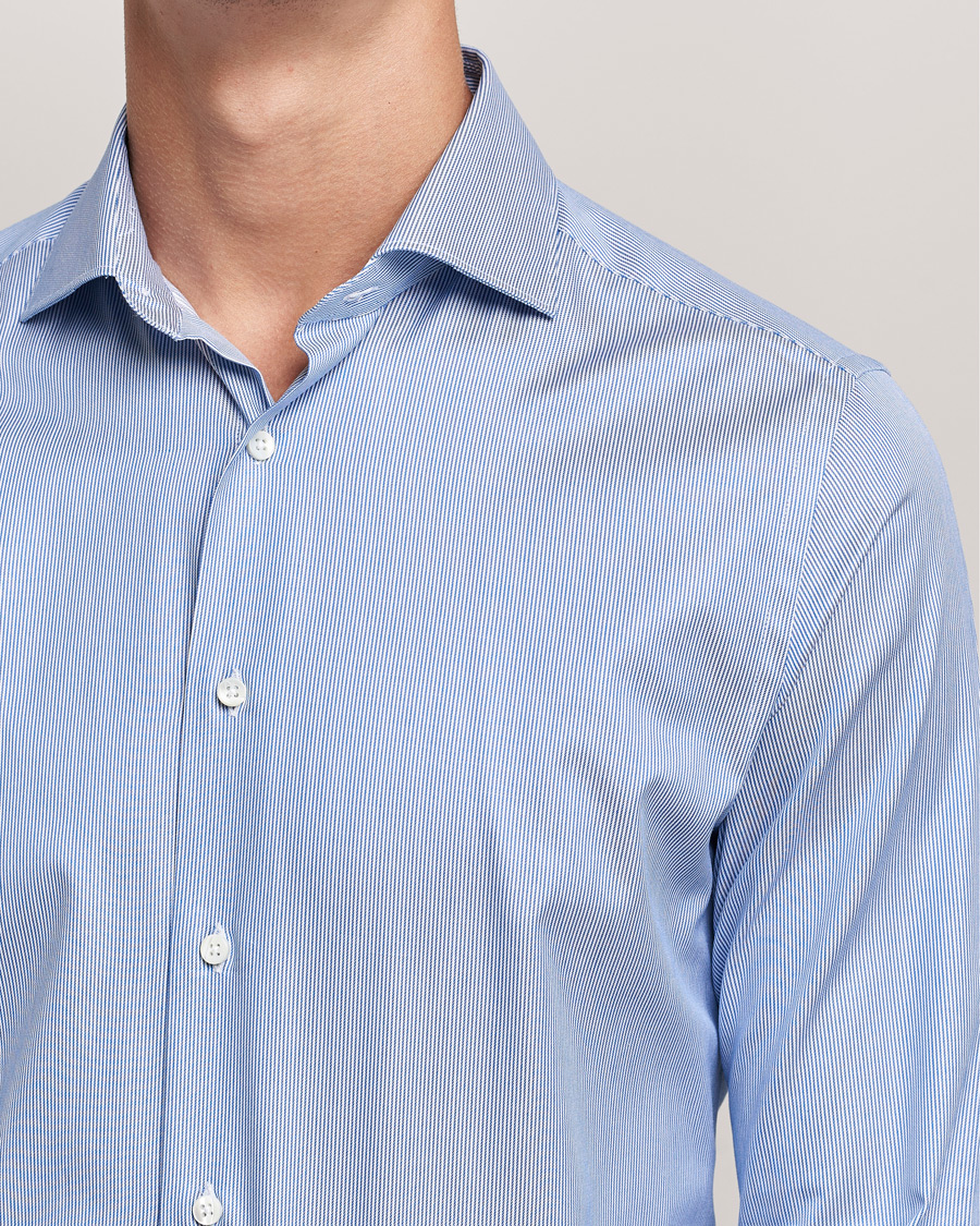 Mies | Kauluspaidat | Canali | Slim Fit Cut Away Shirt Blue Stripe