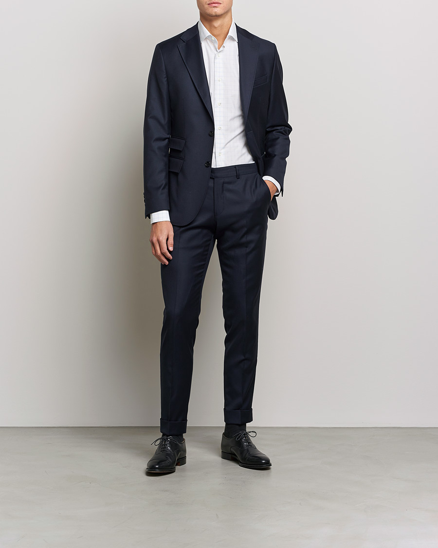 Mies | Kauluspaidat | Canali | Slim Fit Cut Away Shirt Blue Check