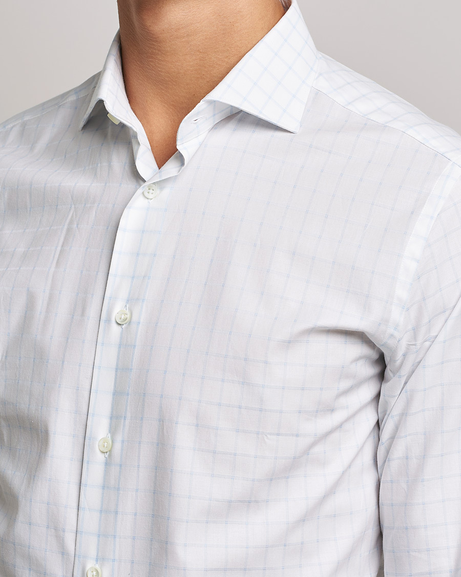 Mies | Kauluspaidat | Canali | Slim Fit Cut Away Shirt Blue Check