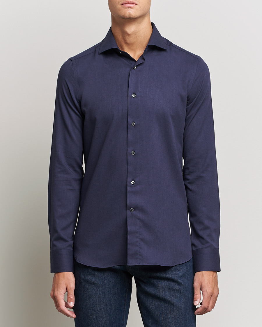 Mies | Canali | Canali | Slim Fit Flannel Shirt Navy