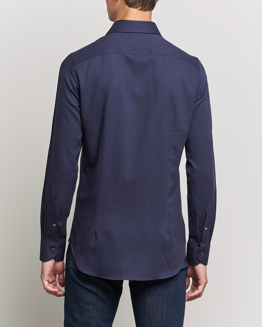 Mies | Kauluspaidat | Canali | Slim Fit Flannel Shirt Navy