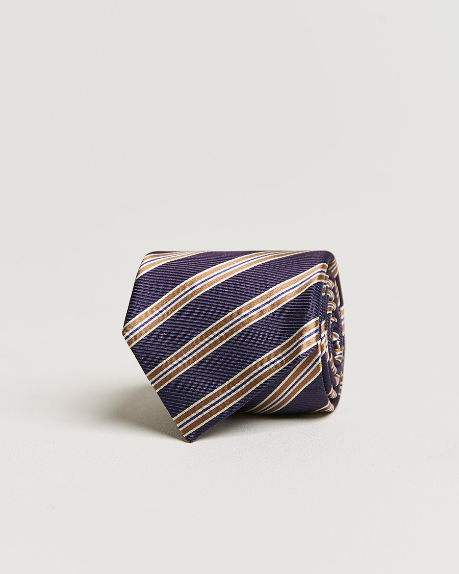 Miehet |  | Canali | Regimental Stripe Silk Tie Purple