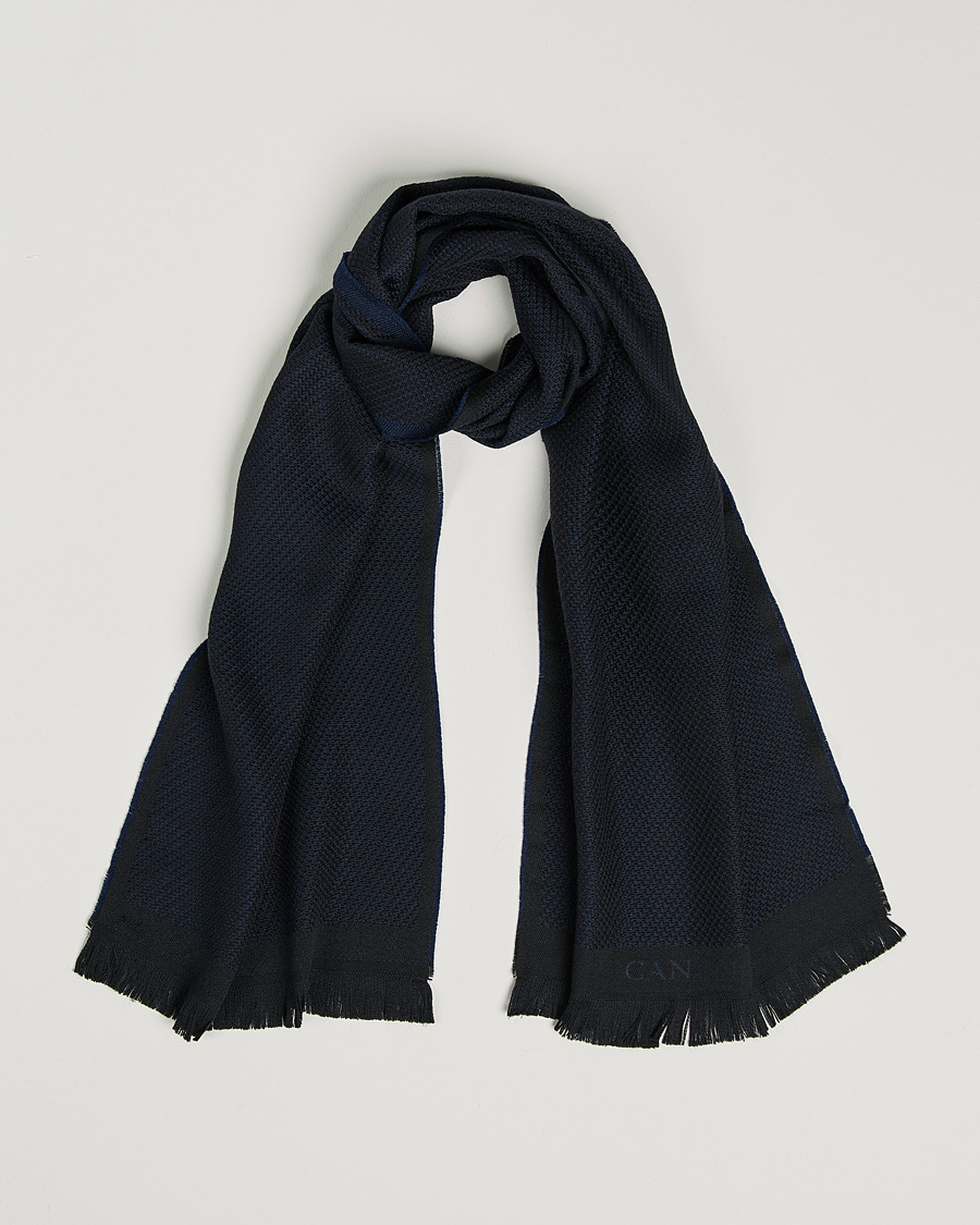 Mies | Canali Textured Wool Scarf Navy | Canali | Textured Wool Scarf Navy