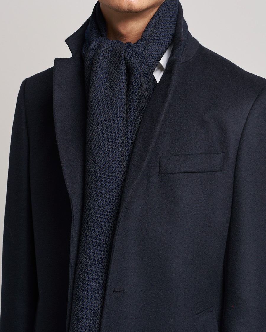 Mies | Canali Textured Wool Scarf Navy | Canali | Textured Wool Scarf Navy